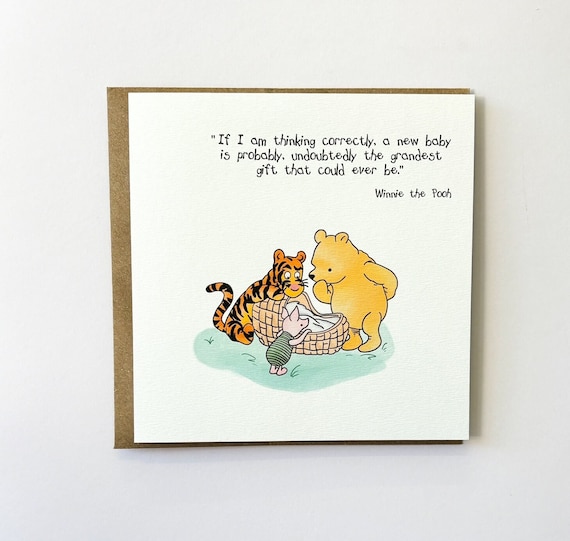 Winnie the Pooh Classic Sentiment New Baby Card, New Baby, New Arrival