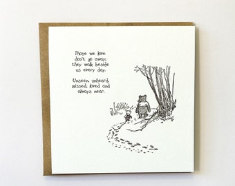 Winnie-the-Pooh and Piglet, Bereavement Card, Those we love don't go away, With Sympathy, Condolences, Loss, Sympathy Card