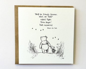Winnie the Pooh Classic Sentiment Card -  Anniversary, Birthday, Friend, Best Friend, Friendship Card
