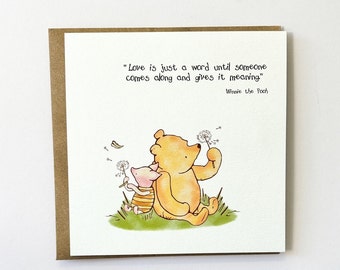 Winnie the Pooh Classic Sentiment Card - Love is Just a Word