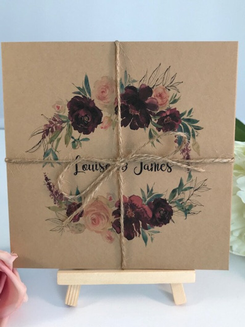 Wedding Invitation Floral Wreath Tri Fold Wedding Invites Etsy