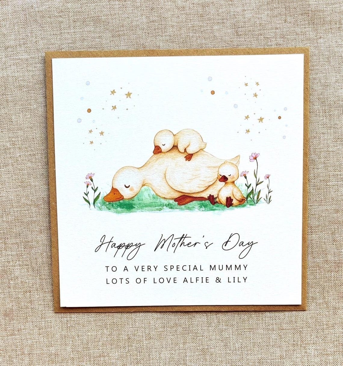 Personalised Happy Mothers Day Card, Cute Ducks, Mummy, Mother, Mum ...