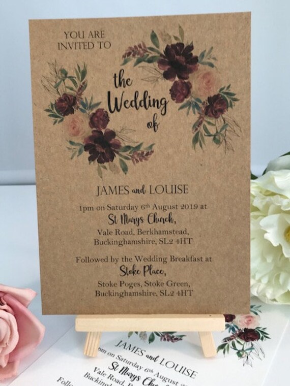 Autumn Autumnal Wedding Invites Country Garden Wedding Etsy