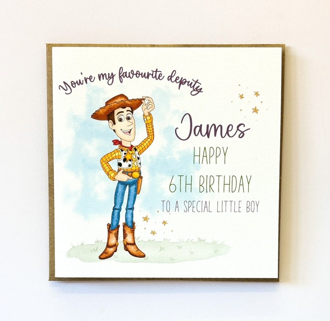 Tarjeta De Cumpleaños Personalizada Toy Story - Para Niño, Sobrino, Hijo, Con Nombre Y Edad