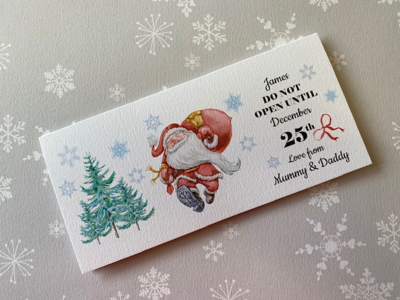 Personalised Christmas Cute Father Christmas money gift wallet | Etsy