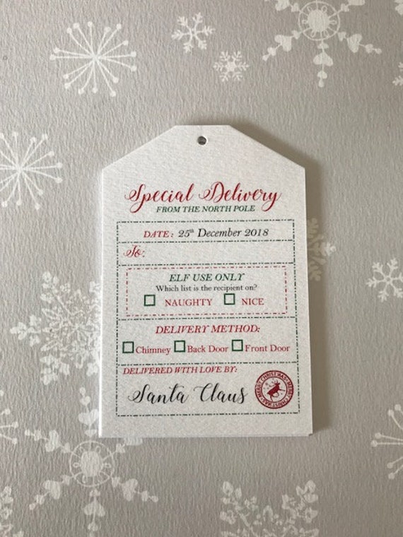 10 Kraft Brown Gift Tags Naughty or Nice Christmas Favour Personalised Xmas