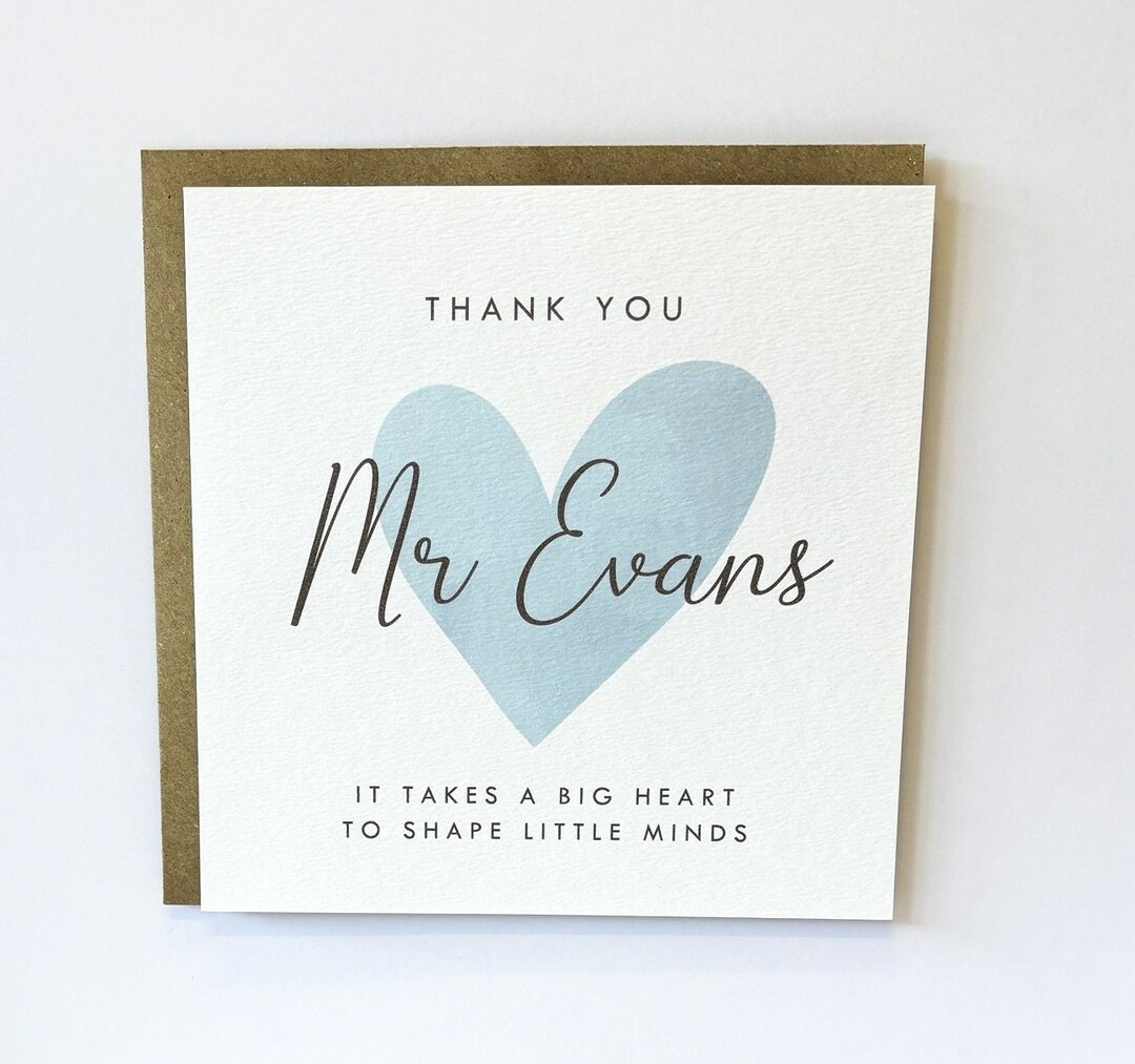 Personalised Teacher Thank You Card, End of Term Gift Teacher, Big ...