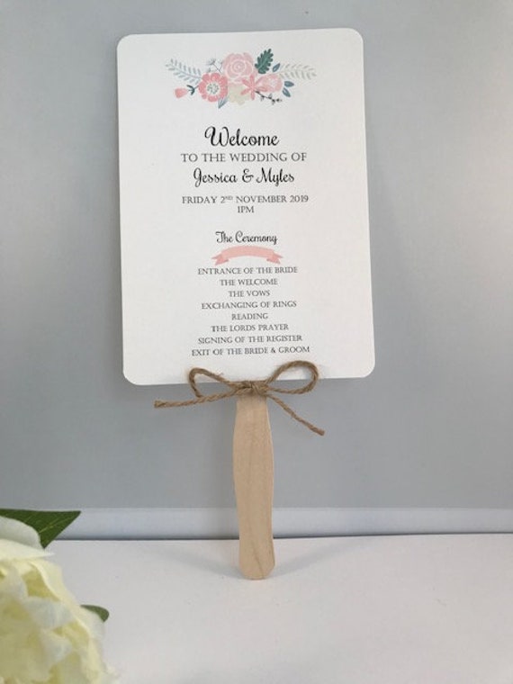 Vintage Rustic Shabby Chic Wedding Program Fan Wedding Etsy