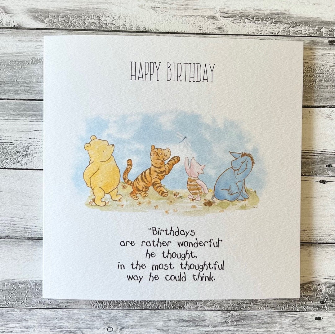 Winnie the Pooh Classic Happy Birthday Sentiment Card Quote Birthdays