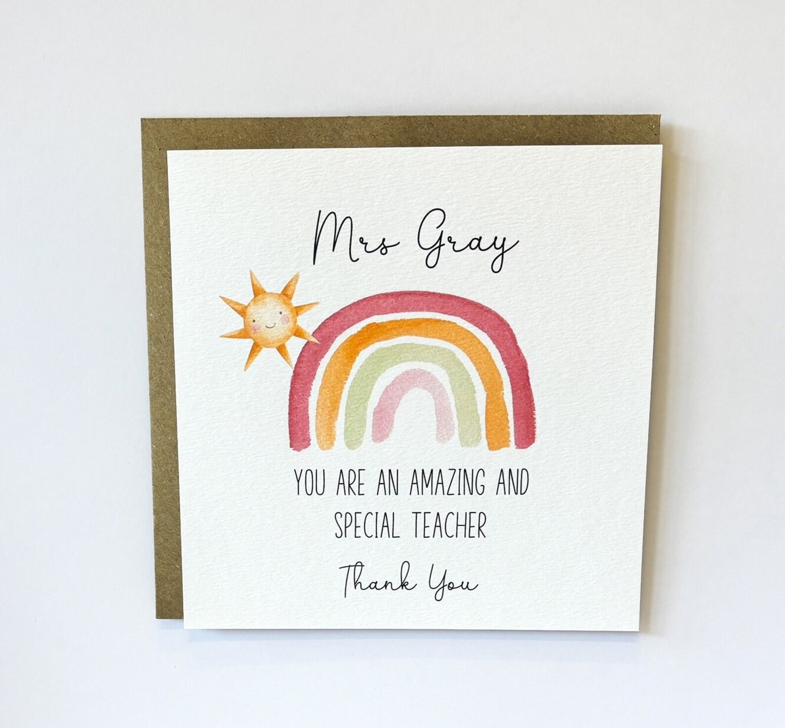 Personalised Teacher Thank You Card, End of Term Gift for Teacher ...