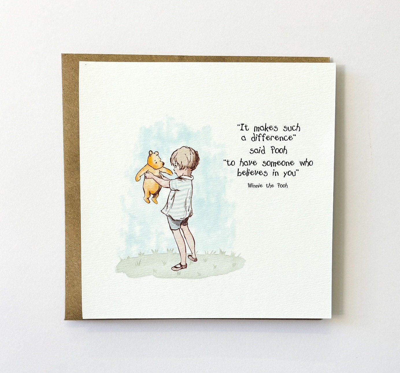 Winnie the Pooh Classic Sentiment Card, Thank You Card - School