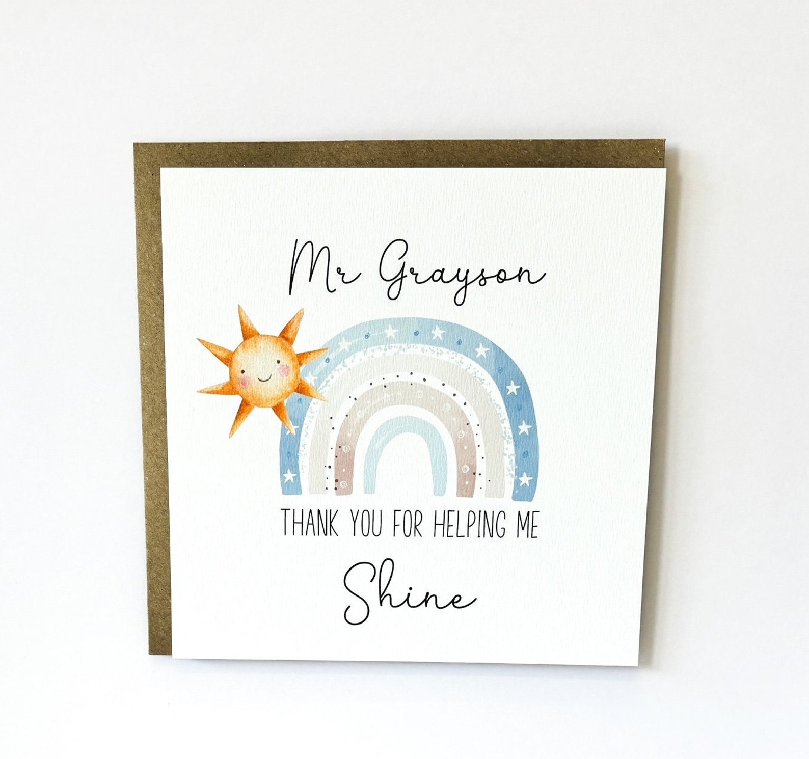 Personalised Teacher Thank You Card, End of Term Gift, Rainbow Teacher ...