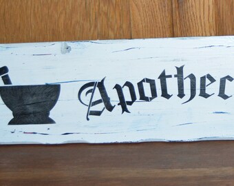 Apothecary wood sign, potions, elixers, balms  OOAK  24x6"