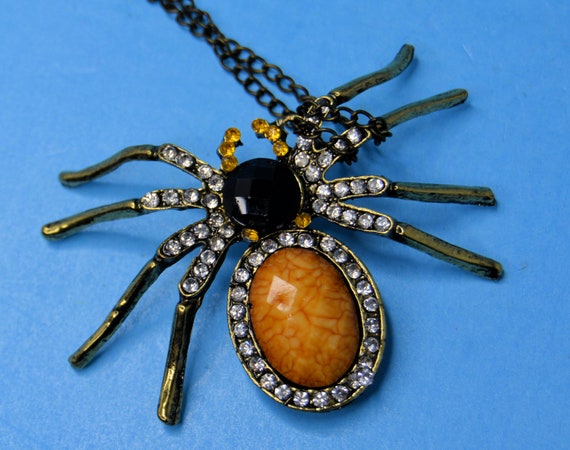 b | Jewelry | Beautiful Spider Necklace With Crystals Pearls And Enamel |  Poshmark