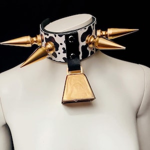Gold Bell Cow Spiked Choker