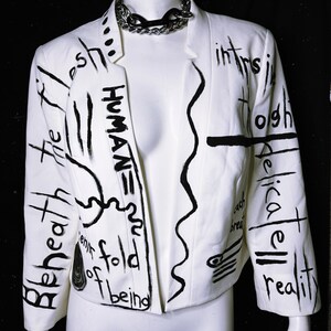 White hand painted blazer