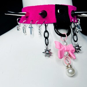 Cute Chaos charm choker pink spiked