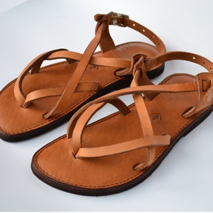 Leather sandals women's sandals camel sandals brown | Etsy