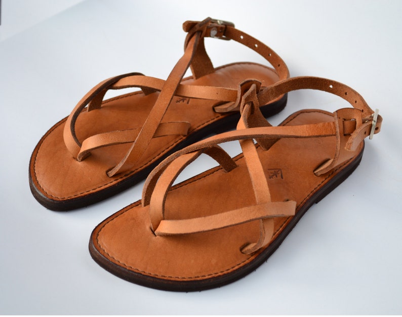 Leather sandals women's sandals camel sandals brown | Etsy