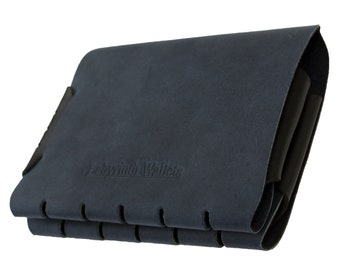 Minimalist leather wallet, Blue Wallet, Tactical Wallet, Bifold Wallet