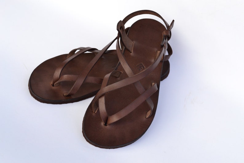 Leather sandals women brown sandals barefoot sandals women image 1