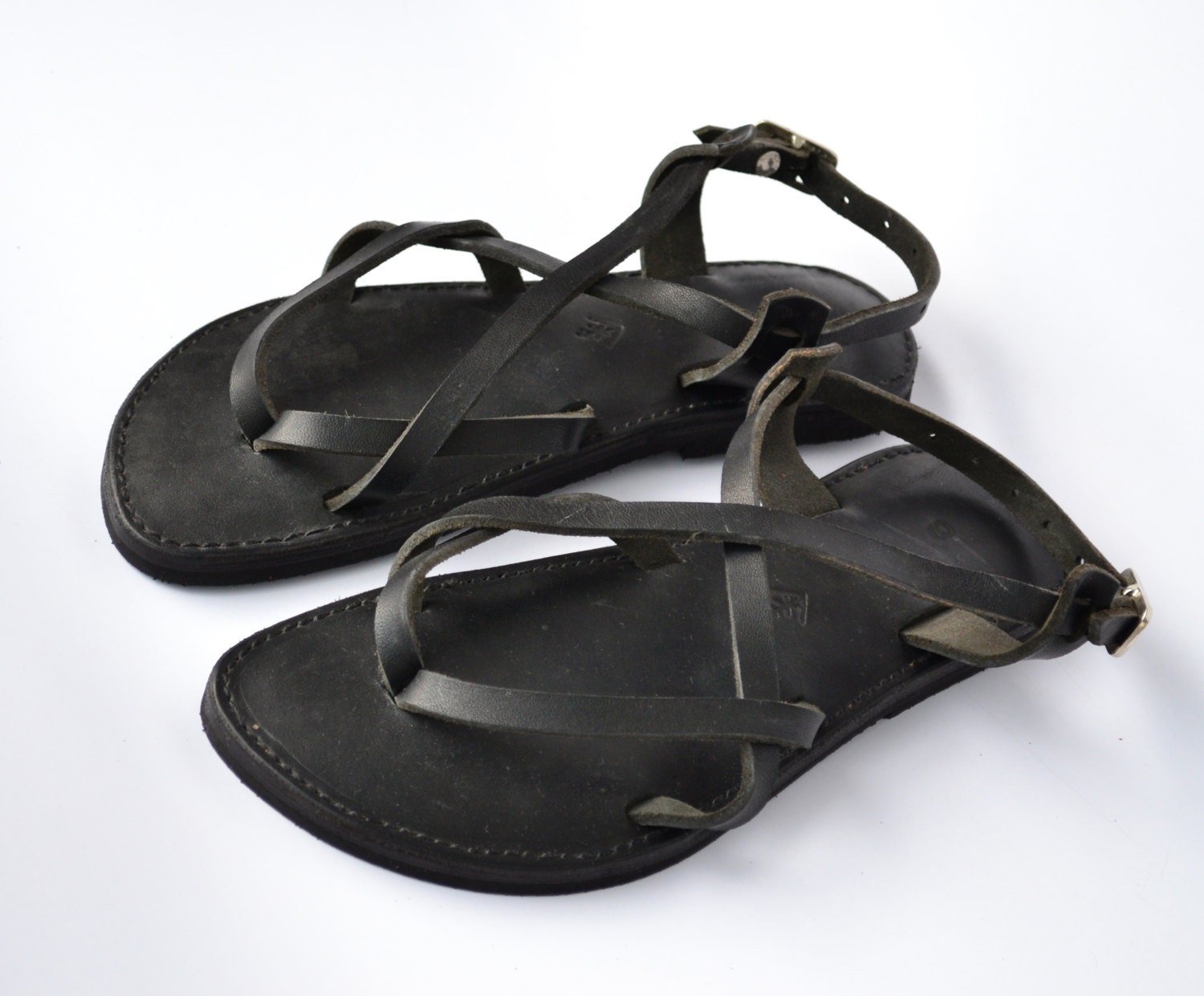 Sandals Leather Sandals Black Sandals Brown Sandals Flat | Etsy