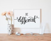 wall decor, printable art, wall art printable, printable quote, be different, typography, wall art quote, quote poster, kids wall art
