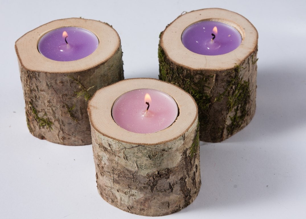 20 Rustic Candle Holders Tea Light Holder Log Candle Etsy