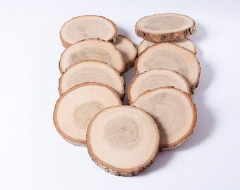 10 oak slices  3"-4" , wooden slices, rustic wedding decoration, wood coasters,  wood discs for home decors