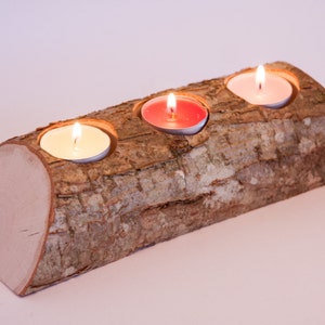 Rustic log candle holder, tea light holder, woodland wedding centerpiece, rustic wedding decor, home decor, country wedding, christmas decor
