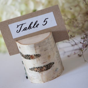 10 Rustic Place Card Holders, table number holder, birch tree wedding table decor, rustic table number holder, woodland wedding centerpiece