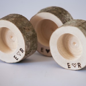 5 personalized log candle holders, tea light holder, rustic wedding decor, home decor, country wedding, christmas decor