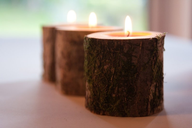 20 Rustic Candle Holders Tea Light Holder Log Candle Etsy