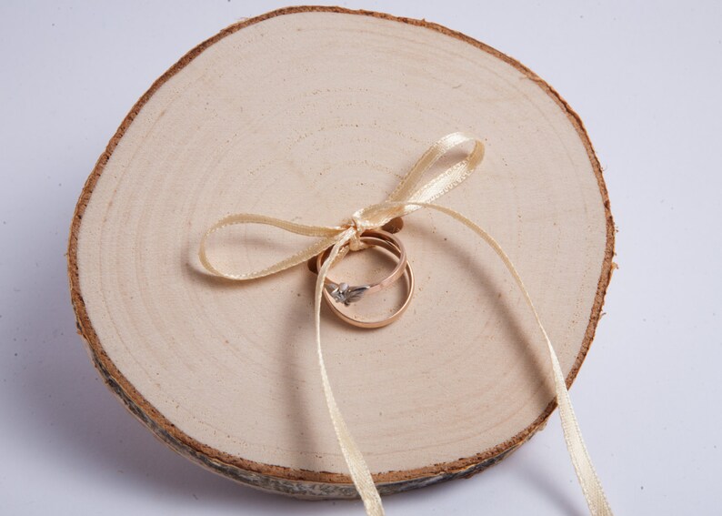 Rustic ring bearer pillow, birch ring holder, rustic ring box, wedding decoration, woodland wedding decor image 1