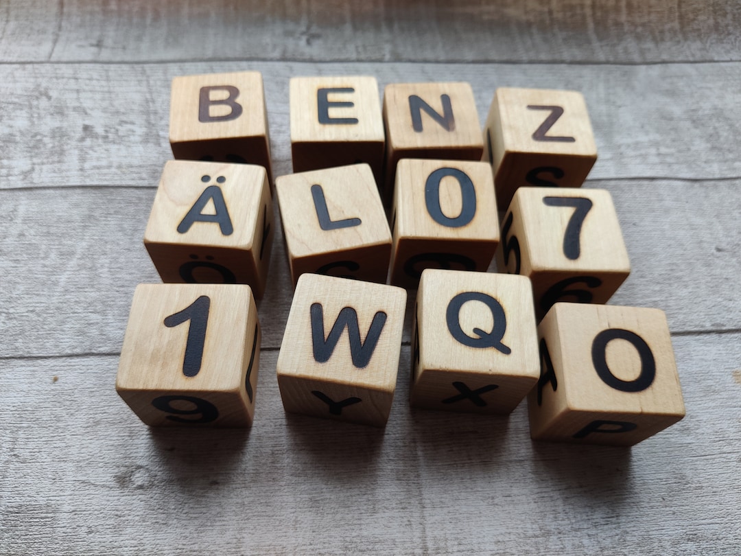 German Alphabet Wooden Blocks With Letters and Numbers , ABC Blocks ...