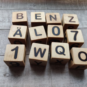 Swedish alphabet wooden blocks with letters and numbers , ABC blocks learning,