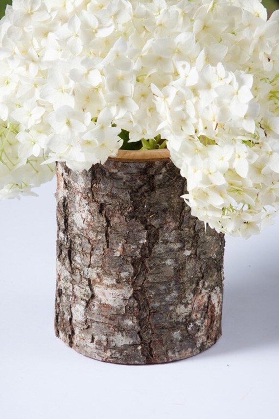 Items similar to Rustic wedding log vase, wooden vase, flower vase