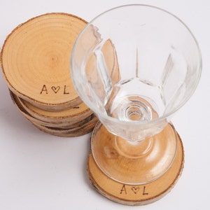 20 personalized birch coasters  3&quot;-4&quot; , wooden slices, rustic wedding decoration, wood coasters,  wood discs for home decors