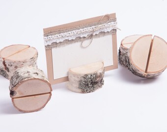 Birch/Cedar Wooden Wedding Party Card Holder Place Picture Photo Table Name Clip Birch/Cedar Wooden Wedding Party Card Holder Place Picture Photo Table Name Clip