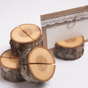 5 porta-número de mesa de casamento rústico, porta-cartão de lugar, porta-cartão de visita, porta-etiqueta de nome, suporte de número de mesa, decoração de casamento rústico