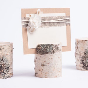 20 Rustic Place Card Holders, table number holder, birch tree wedding table decor, rustic table number holder, woodland wedding centerpiece