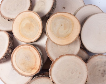 100 assorted wood slices 2" to 3"- rustic wood slices for weddings, tags, favors, decor, crafts & more - set of 100 blank wood slice tags