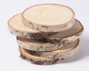 15 birch coasters  4"-6" , wooden slices, rustic wedding decoration, wood coasters,  wood discs for home decors