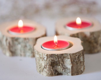 10 registro portacandele, titolare di tè leggero, bosco nozze centrotavola, matrimonio rustico arredamento, home decor, paese di nozze, decorazione di Natale