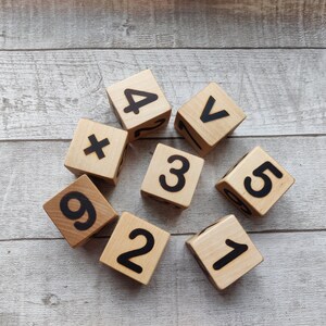 Wooden blocks with numbers, blocks learning, wooden toy