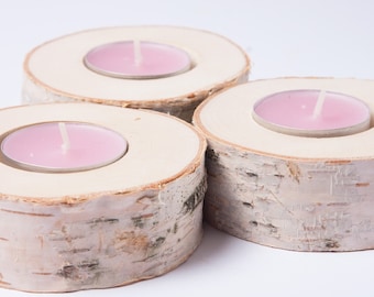 Portacandele di betulla 20, titolare di tè leggero, bosco nozze centrotavola, matrimonio rustico arredamento, arredamento casa, paese matrimonio, decorazione di Natale