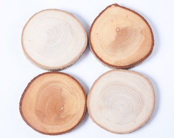 4 wood  coasters 4" , wooden slices, rustic wedding decoratinon, wood discs for home decors