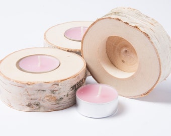 10 di betulla portacandele, titolare di tè leggero, bosco nozze centrotavola, matrimonio rustico arredamento, home decor, paese di nozze, decorazione di Natale