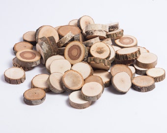 50 rebanadas pequeñas 1 1/2" , boda rústica, discos artesanales de madera, relleno de jarrón de boda rústica, mini posavasos, rebanadas para el proyecto de arte, decoración DIY