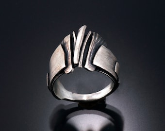 Mens rings | Mens silver ring | Mens sterling band | Mens band sterling silver ring | Fashion jewelry bands | "Eruption" Ring